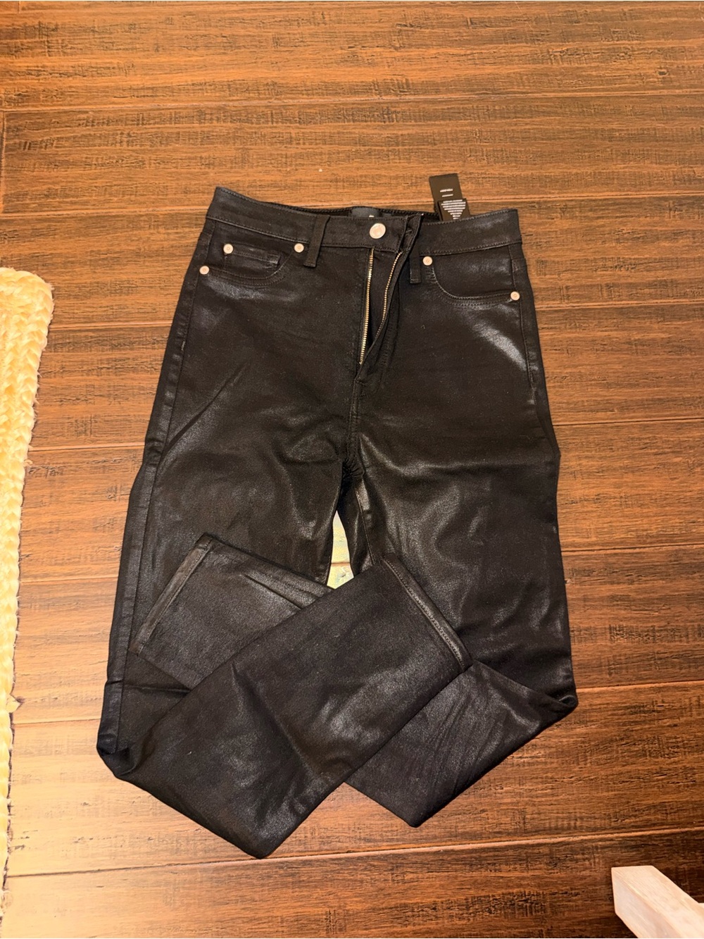 7 For All Mankind Black Coated Skinny Jeans